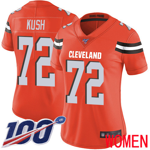 Cleveland Browns Eric Kush Women Orange Limited Jersey 72 NFL Football Alternate 100th Season Vapor Untouchable